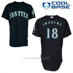 Maglia Baseball Uomo Seattle Mariners Hisashi Iwakuma 18 Blu Blu Alterner Cool Base