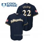 Maglia Baseball Uomo Milwaukee Brewers Christian Yelich Cool Base Entrenamiento De Primavera 2019 Blu
