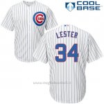 Maglia Baseball Uomo Chicago Cubs 34 Jon Lester Bianco Autentico Collezione Cool Base