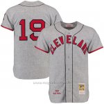 Maglia Baseball Uomo Cleveland Indians 19 Bob Feller Grigio Turn Back The Clock