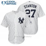 Maglia Baseball Uomo New York Yankees 27 Giancarlo Stanton Biancoreplica Giocatore Cool Base