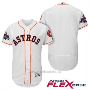 Maglia Baseball Uomo Houston Astros 2017 World Series Campione Bianco Flex Base