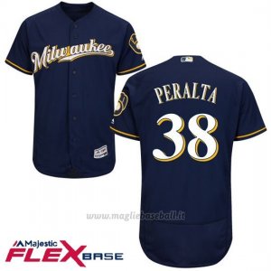 Maglia Baseball Uomo Milwaukee Brewers Wily Peralta Blu Autentico Collezione Flex Base Custom