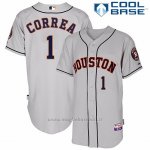 Maglia Baseball Uomo Houston Astros Carlos Correa Majestic Autentico Collezione Grigio Cool Base