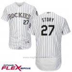 Maglia Baseball Uomo Colorado Trevor Story 27 Bianco Flex Base Autentico Collezione
