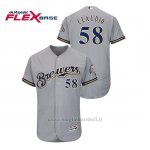 Maglia Baseball Uomo Milwaukee Brewers Alex Claudio 150th Aniversario Patch Autentico Flex Base Grigio