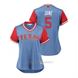Maglia Baseball Donna Texas Rangers Willie Calhoun 2018 Llws Players Weekend June Light TOrnto Blue Jays