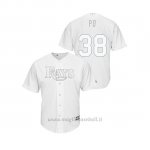 Maglia Baseball Hombre Tampa Bay Rays 38 Colin Poche 2019 Players Weekend Replica Bianco