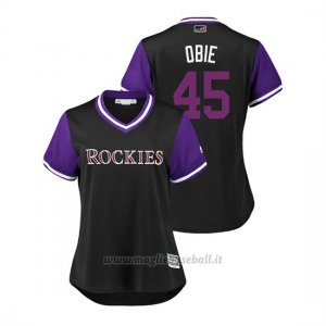Maglia Baseball Donna Colorado Rockies Scott Oberg 2018 Llws Players Weekend Obie Nero