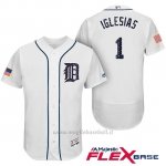 Maglia Baseball Uomo Detroit Tigers 2017 Estrellas y Rayas Jose Iglesias Bianco Flex Base