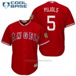 Maglia Baseball Uomo Los Angeles Angels Albert Pujols 5 Scarlet 2017 Allenamento Primaverile Cool Base Giocatore