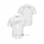 Maglia Baseball Hombre Los Angeles Dodgers 10 Justin Turner 2019 Players Weekend Redturn2 Replica Bianco