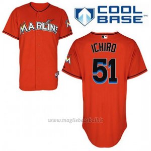Maglia Baseball Uomo Miami Marlins Ichiro Suzuki 51 Arancione Alterner Cool Base