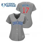 Maglia Baseball Donna Chicago Cubs 17 Kris Bryant Cool Base Majestic Replica Player Grigio