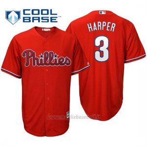 Maglia Baseball Uomo Philadelphia Phillies Bryce Harper Cool Base Majestic Rosso