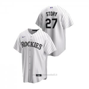 Maglia Baseball Uomo Colorado Rockies Trevor Story Replica Primera Bianco