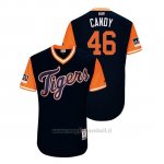 Maglia Baseball Uomo Detroit Tigers Jeimer Candelario 2018 Llws Players Weekend Candy Blu