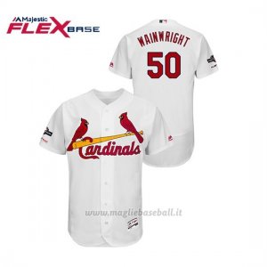 Maglia Baseball Uomo St. Louis Cardinals 50 Adam Wainwright 2019 Postseason Flex Base Bianco