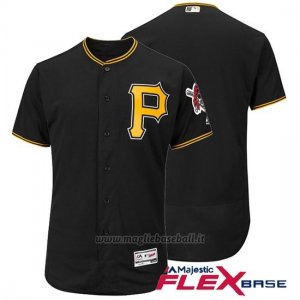 Maglia Baseball Uomo Pittsburgh Pirates Majestic Flex Base Nero Autentico Collezione