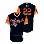Maglia Baseball Uomo Detroit Tigers Victor Reyes 2018 Llws Players Weekend Vic Blu
