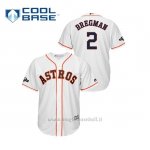 Maglia Baseball Uomo Houston Astros 2 Alex Bregman 2019 Postseason Cool Base Bianco