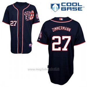Maglia Baseball Uomo Washington Nationals Jordan Zimmermann 27 Blu Blu Alterner Cool Base