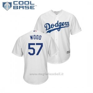 Maglia Baseball Uomo Los Angeles Dodgers Alex Wood Cool Base Majestic 1ªBianco