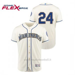 Maglia Baseball Uomo Seattle Mariners 24 Ken Griffey Jr. Hispanic Heritage Flex Base Crema