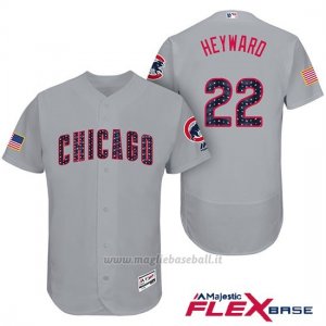 Maglia Baseball Uomo Chicago Cubs 2017 Estrellas y Rayas Cubs 22 Jason Heyward Grigio Flex Base