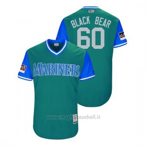 Maglia Baseball Uomo Seattle Mariners Chasen Bradford 2018 Llws Players Weekend Nero Bear Aqua
