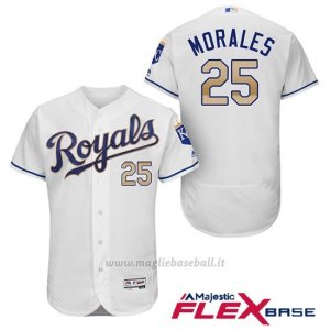 Maglia Baseball Uomo Kansas City Royals 25 Kendrys Morales Bianco 2017 Flex Base