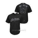 Maglia Baseball Hombre Cleveland Indians 57 Shane Bieber 2019 Players Weekend Not Justin Replica Nero
