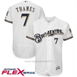 Maglia Baseball Uomo Milwaukee Brewers Eric Thames Bianco Autentico Collezione Flex Base