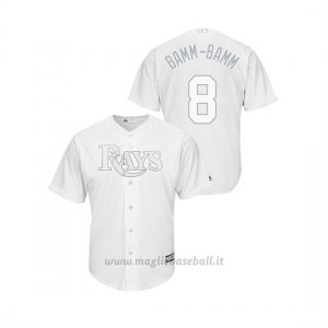 Maglia Baseball Hombre Tampa Bay Rays 8 Brandon Lowe 2019 Players Weekend Replica Bianco