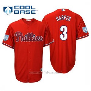 Maglia Baseball Uomo Philadelphia Phillies Bryce Harper Cool Base Entrenamiento De Primavera 2019 Rosso