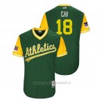 Maglia Baseball Uomo Oakland Athletics Chad Pinder 2018 Llws Players Weekend Chi Green