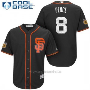 Maglia Baseball Uomo San Francisco Giants Hunter Pence San Francisco Nero 2017 Allenamento Primaverile Cool Base Giocatore