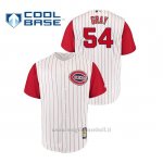 Maglia Baseball Hombre Cincinnati Reds 54 Sonny Grigio Throwback 1961 Cool Base Bianco Rosso