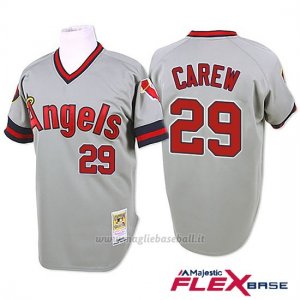 Maglia Baseball Uomo Los Angeles Angels Rod Carew Majestic Autentico Collezione Flex Base Grigio Giocatore