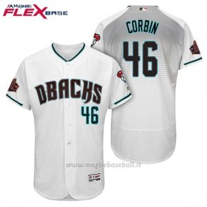 Maglia Baseball Uomo Arizona Diamondbacks 46 Patrick Corbin Bianco Aqua 1ª20 Anniversario Flex Base
