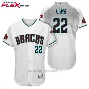 Maglia Baseball Uomo Arizona Diamondbacks 22 Jake Lamb Bianco Aqua 1ª20 Anniversario Flex Base