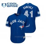 Maglia Baseball Uomo Toronto Blue Jays Aaron Sanchez Cool Base Entrenamiento De Primavera 2019 Blu