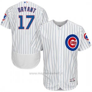 Maglia Baseball Uomo Chicago Cubs 17 Kris Bryant Autentico Collezione Bianco Flex Base