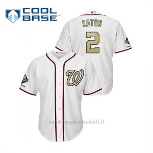 Maglia Baseball Uomo Washington Nationals 2 Adam Eaton 2019 Gold Program Cool Base Bianco