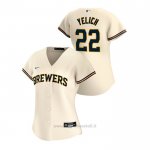 Maglia Baseball Donna Milwaukee Brewers Christian Yelich 2020 Replica Primera Crema