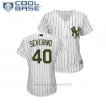 Maglia Baseball Donna New York Yankees Luis Severino 2018 Dia de los Caidos Cool Base Bianco