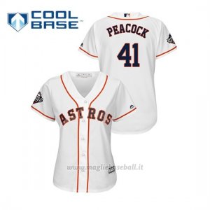 Maglia Baseball Donna Houston Astros 41 Brad Peacock 2019 World Series Bound Cool Base Bianco