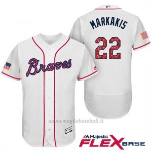 Maglia Baseball Uomo Atlanta Braves 2017 Estrellas y Rayas 22 Nick Markakis Bianco Flex Base