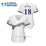 Maglia Baseball Donna Milwaukee Brewers 18 Keston Hiura 2019 Postseason Cool Base Bianco