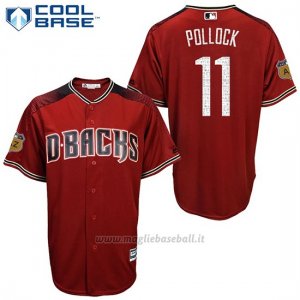 Maglia Baseball Uomo Arizona Diamondbacks 11 A.j. Pollock 2017 Allenamento Primaverile Cool Base